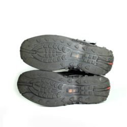 A pair of black REDBIKE lightweight short motorcycle boots, size 42, in good condition. Made of waterproof nubuck leather and textile with a HIPORA membrane, featuring ABS ankle protectors, a reinforced sole, and an antibacterial removable insole for urban riding.