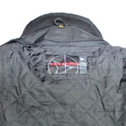 A black Büse touring and street motorcycle jacket, size 3XL, in good condition. Made of textile with multiple adjustment points for fit and CE protectors for shoulders, elbows, and back