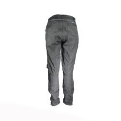 A pair of black IXS waterproof textile motorcycle pants, size L (91 cm stretch waist), in like-new condition. Features a Gore-Tex membrane, knee and hip protectors, and a full-length connection zipper for a riding jacket.