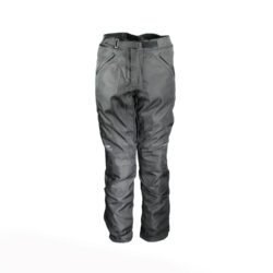 A pair of black Outdoor motorcycle trousers by Louis, size M (91 cm stretch waist), in like-new condition. Features a waterproof Klima-membrane and a thermal liner for cold and wet weather touring and adventure riding.