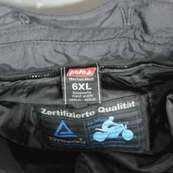 Size: 6XL / 27 (145-160 cm waist diameter, stretch) Polo all weather riding pants. These pants offer multiple pockets. They also are made of the Cordura textile, which is very robust against abrasion. They also have membrane ventilation system in case you ride during a hot day but also a themal lining for the colder days.The trouser comes with it's own belt for a perfect fit and also offer multiple other adjustments. Styling: Touring / Street. Materials: Textile. Color: Black. Condition: Very good. Protection: Hips. Waterproofing: Yes* (PoloTex membrane. We highly recommend to re-impregnate the garment with a specific water-repellent spray for better result). To take into consideration: The pants show minor wear marks.