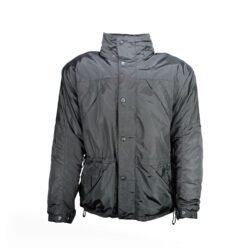 A black Renault Sport by Berik winter touring and adventure motorcycle jacket, size XL, in very good condition. Features a waterproof and windproof textile shell, a removable thermal liner, a hidden hood in the collar, and high-quality protectors for shoulders, elbows, and back.