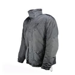 A black Renault Sport by Berik winter touring and adventure motorcycle jacket, size XL, in very good condition. Features a waterproof and windproof textile shell, a removable thermal liner, a hidden hood in the collar, and high-quality protectors for shoulders, elbows, and back.