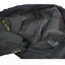 A pair of black Spidi textile motorcycle pants, size 50 (93 cm waist), in very good condition. Features a lightweight design for good weather riding, knee protectors, and reflectors for visibility.