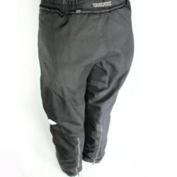 A pair of black Vanucci waterproof touring motorcycle trousers, size XL, in very good condition. Made of durable textile with a SympaTex membrane and features both short and full-length jacket connection zippers. Pockets for knee and hip protectors are included (protectors not provided)