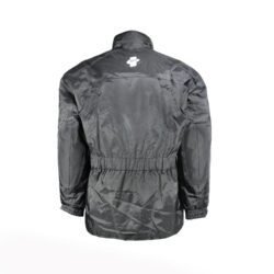 A black BLH all-season textile motorcycle jacket, size XL, in good condition. Features a waterproof climate membrane, removable thermal liner, CE-rated protection for shoulders, elbows, and back, and reflective stripes for visibility during touring and street riding.