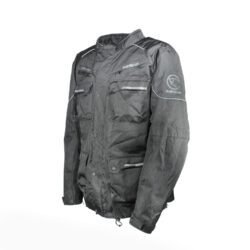 A black Bering Tank King Size textile motorcycle jacket for plus-sized riders, size W3XL/IT 58 (150 cm chest), in like-new condition. Features a waterproof climate membrane, CE-certified shoulder, elbow, and back protectors, height-adjustable elbow armor, and reflective detailing for touring.