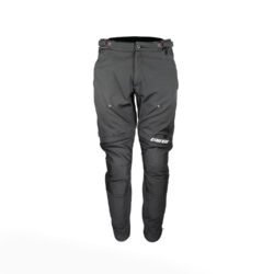 A pair of black Dainese New Drake Air Tex touring textile motorcycle pants, size 50 (94 cm waist), in very good condition. Features elasticated Cordura Comfort fabric, closable thigh air intakes for ventilation, knee protectors, and adjustable fit with side and calf zippers