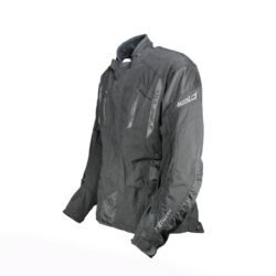 A black Held 4-Touring women's textile motorcycle jacket, size 3XL, in like-new condition. Features a waterproof Reissa-Z membrane, removable thermal liner, Knox shoulder and elbow protectors, Schoeller Kevlar stretch panels, multiple ventilation zips, and reflective elements for touring and adventure riding.