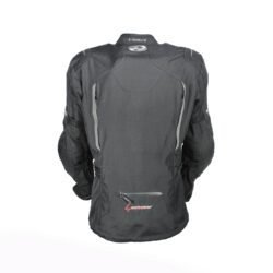 A black Held Gore-Tex premium textile motorcycle jacket, size L, in very good condition. Features a GORE-TEX Pro Shell laminate, Superfabric reinforcements, CE-certified SAS-TEC Quattrotempi protectors at shoulders, elbows, and back, and multiple ventilation zippers for sport-touring and adventure riding.