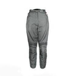 A pair of black IXS women's touring and street textile motorcycle pants, size L, in good condition. Features a waterproof Gore-TEX membrane, removable thermal liner, and soft foam protectors for knees and hips.