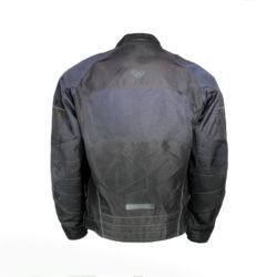 A black Ixon Hacker summer mesh motorcycle jacket, size 3XL, in very good condition. Features Spylex polyester construction with extensive mesh panels for ventilation, CE-certified shoulder and elbow protectors, a back protector, and multiple adjustments for a custom fit.