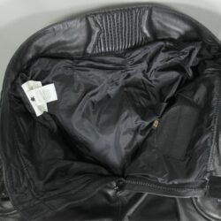 A pair of black café-racer and street style leather motorcycle pants, size 52, in very good condition. Features light foam protection for knees and hips.