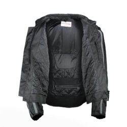 A black Probiker classic-style textile motorcycle jacket, size XXL, in like-new condition. Features integrated shoulder, elbow, and back protectors for touring and street riding in fair weather.