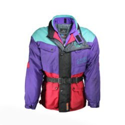 A multi-colored Spidi H2Out vintage-style textile motorcycle jacket, size 52 (XL, 106-112 cm chest), in very good condition. Features a waterproof H2Out membrane, thermal liner, and CE-certified shoulder and elbow protectors for street and touring riding.