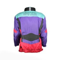 A multi-colored Spidi H2Out vintage-style textile motorcycle jacket, size 52 (XL, 106-112 cm chest), in very good condition. Features a waterproof H2Out membrane, thermal liner, and CE-certified shoulder and elbow protectors for street and touring riding.