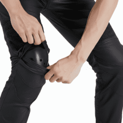 Men's black stretch denim motorcycle riding jeans with CE certified knee and hip protectors – Size 32/L